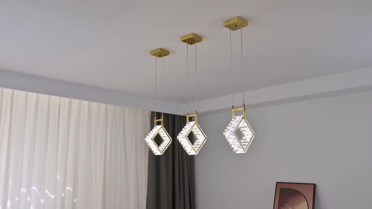 ZHLWIN Home Lighting 12W 1-Light Gold Square Modern Led Crystal
