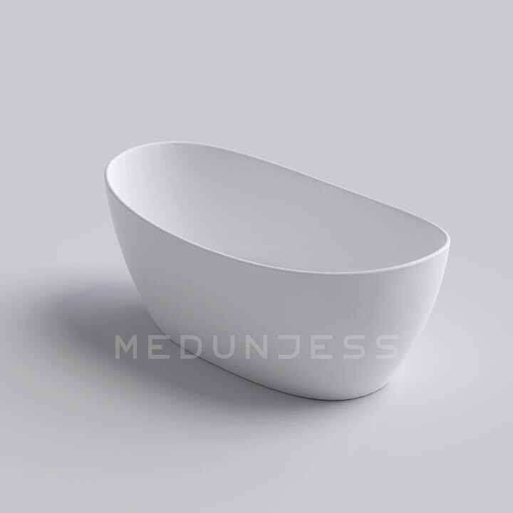 Luna 67 in. x 33.5 in. Stone Resin Solid Surface Flatbottom Freestanding Soaking Bathtub in White Inside and Red Outside