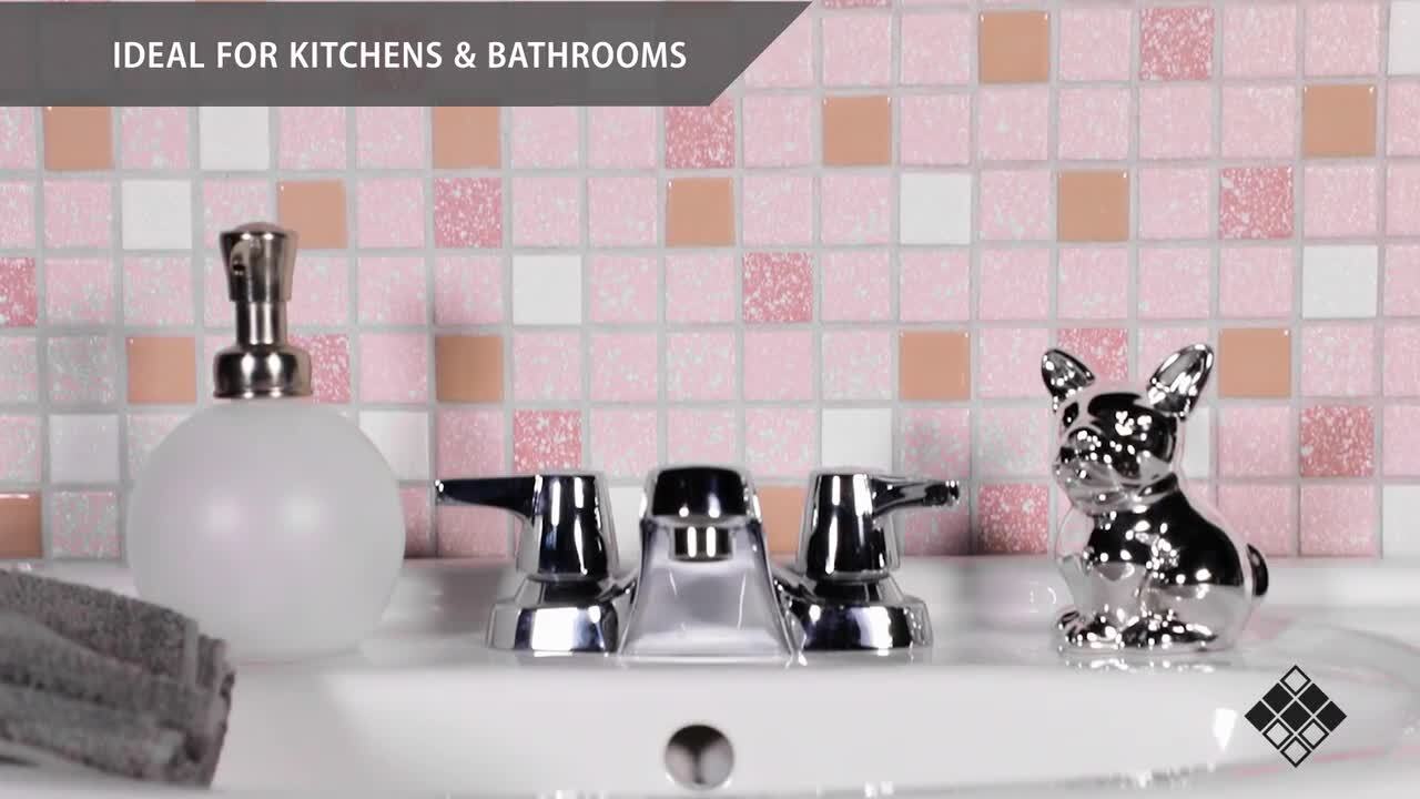 Merola Tile Crystalline Straight Edge Square Pink 11-3/4 in. x 11