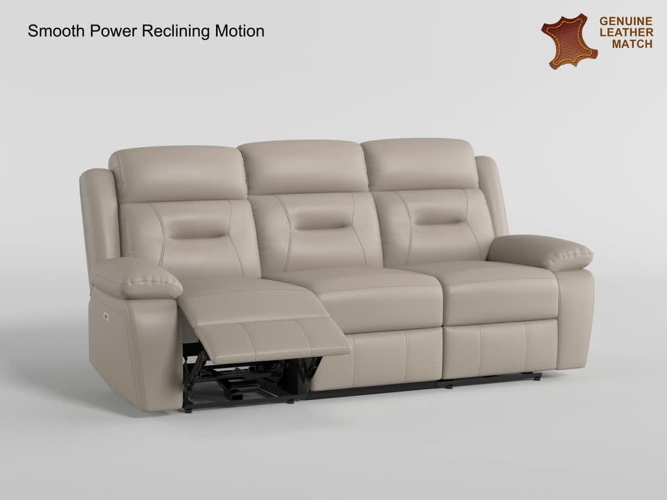 Lazzara Emillia 87 in. W Pillow Arm Leather Rectangle Power Double