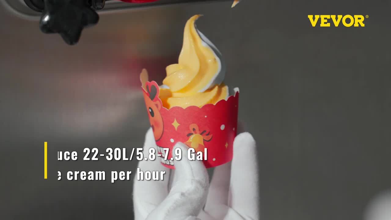 VEVOR Commercial Soft Serve Ice Cream Machine Frozen Yogurt Maker 29 qt /H  3 Flavor 2200W 