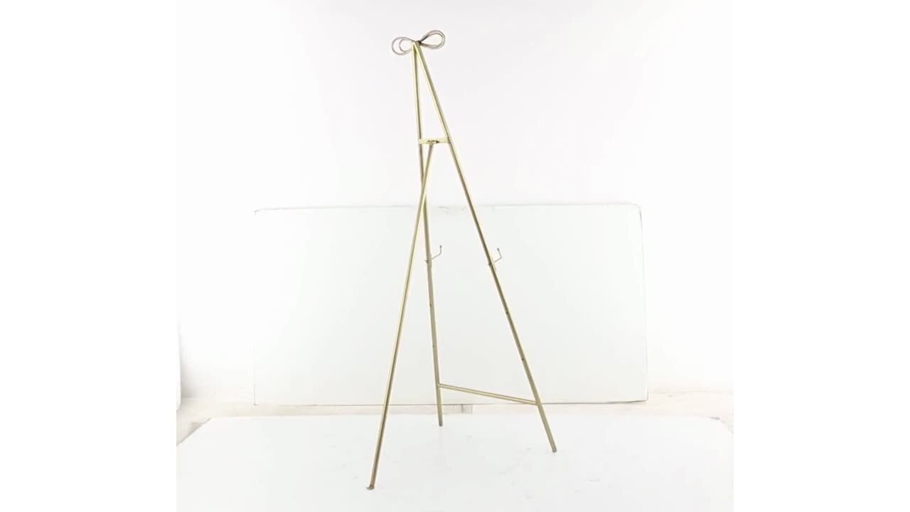 French Tall Antiqued Gold Freestanding Metal Easel Wedding Picture