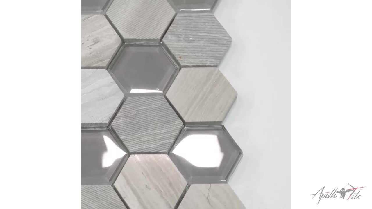 Apollo Tile White 12-in x 12-in Polished Recycled Glass Honeycomb Patterned Floor and Wall Tile (4.92-sq. ft/ Carton)