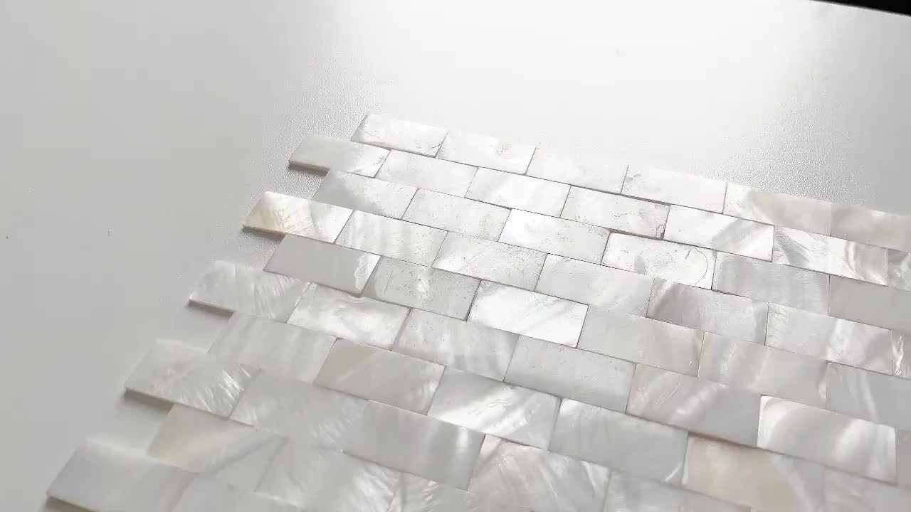 Art3d Rectangle White Seamless 12 in. x 12 in. Mother of Peral Tile (6-Pack)