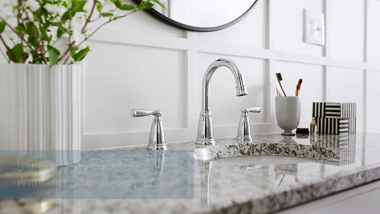 Banbury 8 in. Widespread 2-Handle High-Arc Bathroom Faucet in Spot Resist Brushed Nickel Banbury 8 in. Widespread 2-Handle High-Arc Bathroom Faucet in Spot Resist Brushed Nickel