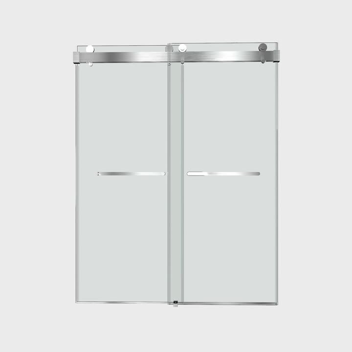 Bypass Sliding Glass Shower Door Sorrento Lux Series 56-60 Width 75  Height - Semi-Frameless Chrome Finish - Smart Guard Easy Clean Coating  5/16 (8mm) Tempered Glass by Fab Glass and Mirror 