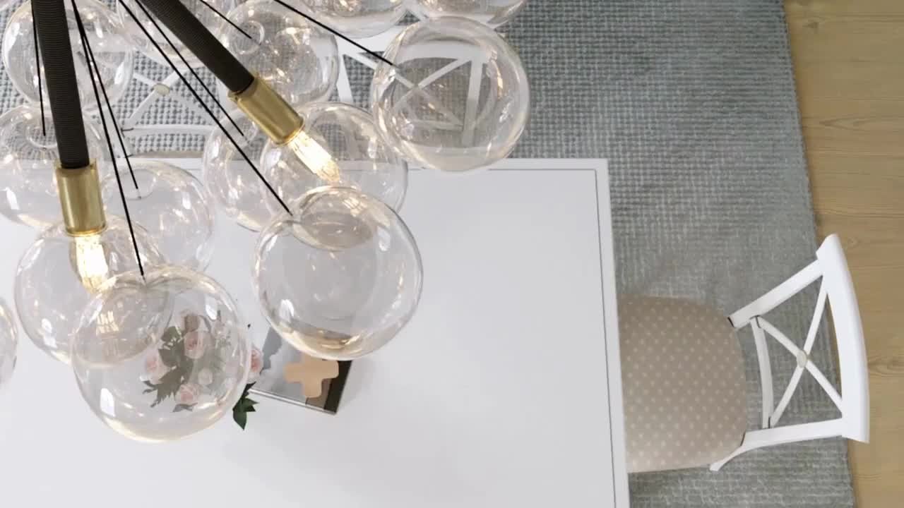 HUOKU Alma 6-Light 24.8 in.W Gold and White Cluster Bubble
