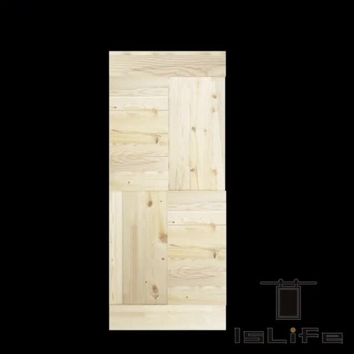 37 in. x 84 in. x 1-1 3/8 in. Chalet Unfinished Knotty Pine Wood Barn Sliding Door Hardware Kit