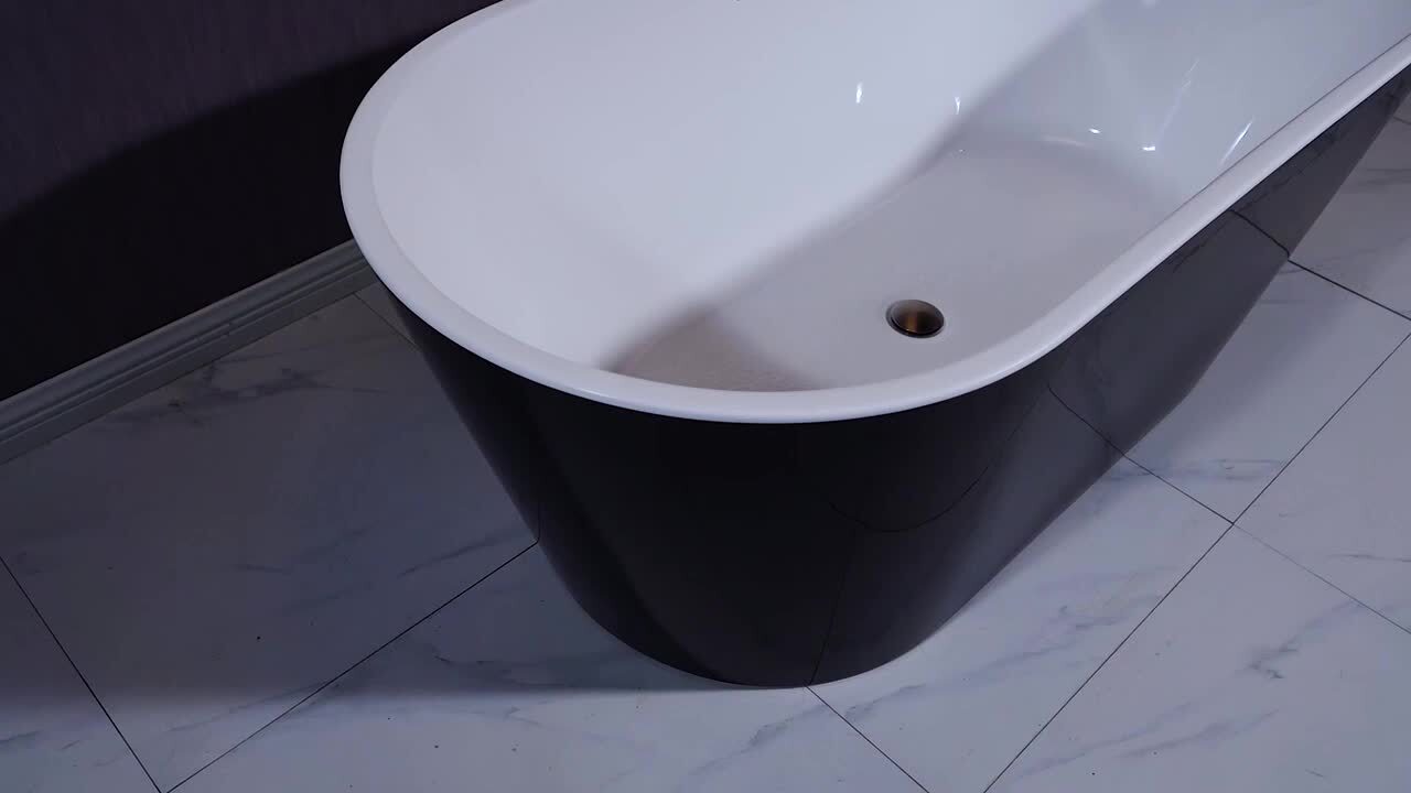 Dieppe 59 in. Acrylic FlatBottom Double Ended Bathtub with Polished Chrome Overflow and Drain Included in White