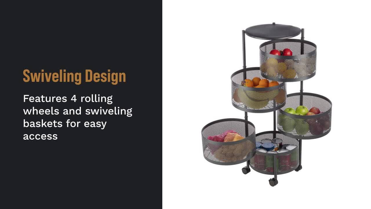 HOME-COMPLETE 5 Tier Rolling Kitchen Cart, Black 83-106-B - The