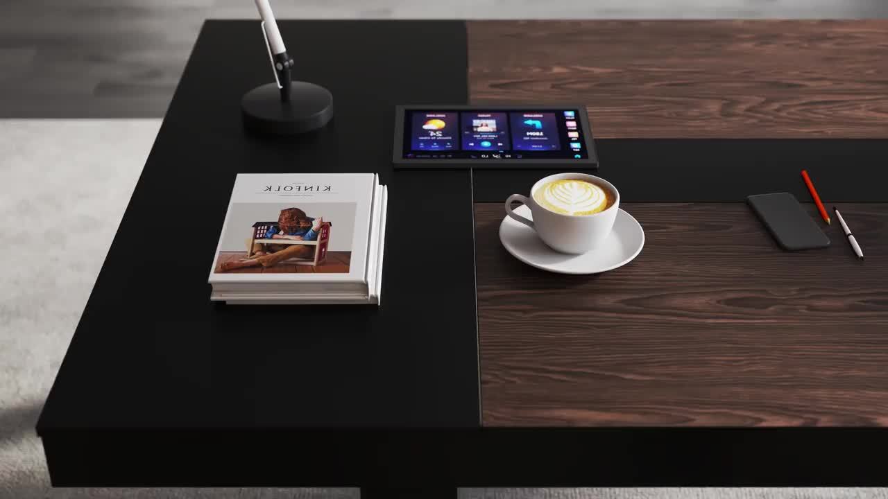 FUFU&GAGA Black Walnut Wood 86.8 in. W Trestle Dining Table