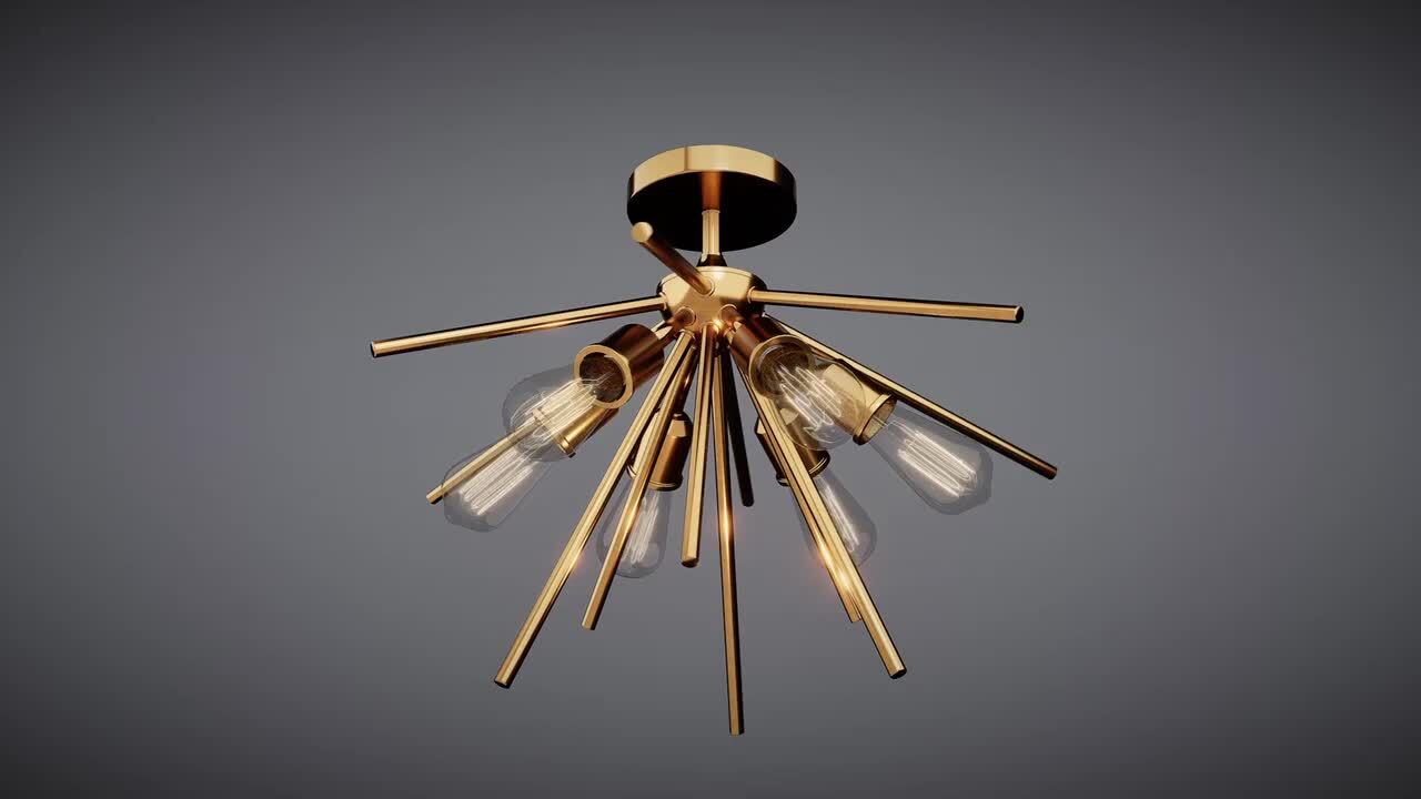 VAXCEL Estelle 6-Light 24 in. Wide Natural Matte Brass Gold Mid