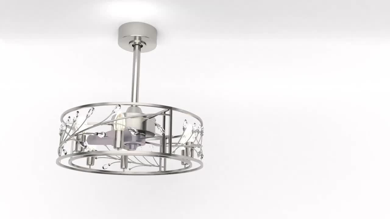 Breezary Fairy 20 in. Indoor Black Chandelier Ceiling Fan