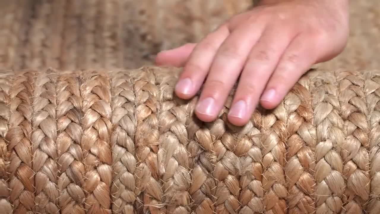 Dhaka Braided Jute Hand Woven Rug, Natural / Rectangle / 9x12