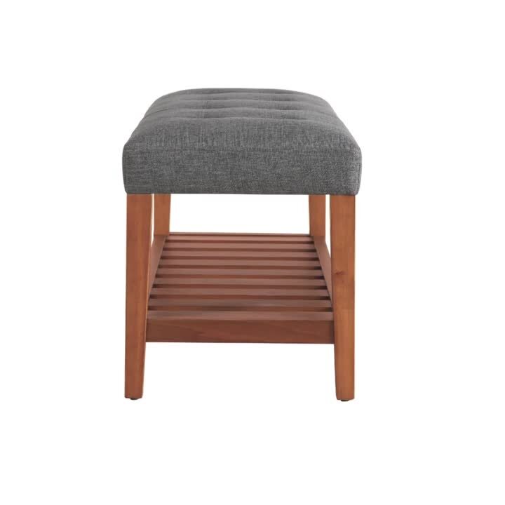 Acme Furniture Charla Gray and Oak Storage Bench 96686 - The