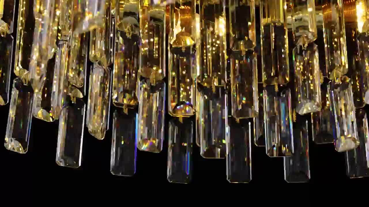 SILJOY 7-Light Gold Crystal Round Flush Mount Chandelier with