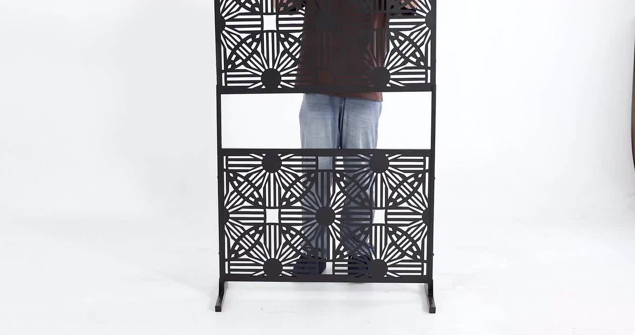 Gray Industrial Galvanized Metal Three Panel Room Divider Screen