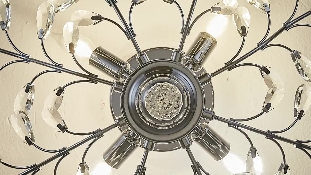 Genoci 23.6 in. 4-Light Modern Chrome Dimmable Crystal Semi-Flush