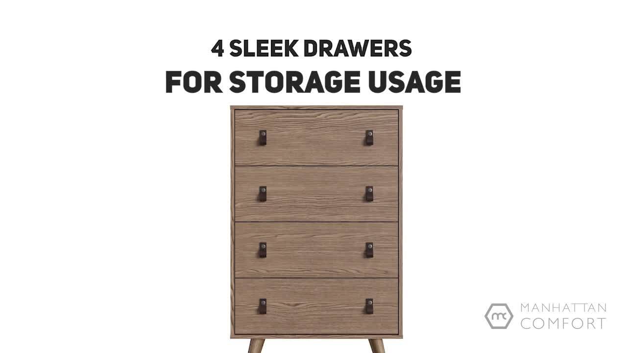 Dextrus 4 Drawer Dresser Storage Unit Shelf Organizer Bins Chest