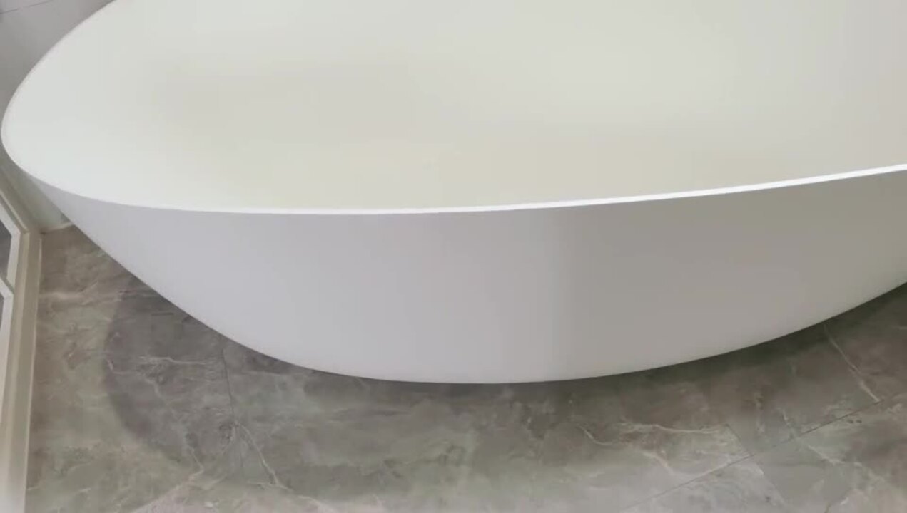 Maria 67 in. Stone Resin Solid Surface Matte Flatbottom Freestanding Bathtub in White