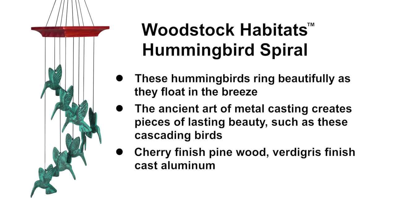 Signature Collection, Woodstock Habitats, 18 in. Hummingbird Spiral  Verdigris Wind Chime HHS