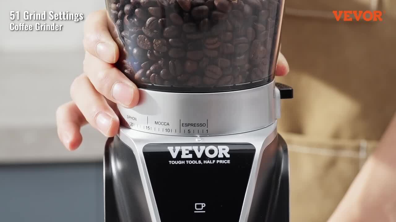 VEVOR Conical Burr Grinder, 9.7 oz. 13 Cups Electric Adjustable Burr Mill  with 51 Precise Grind Setting, Coffee Grinder ZDKFYMJJDZS40LILQV1 - The  Home Depot