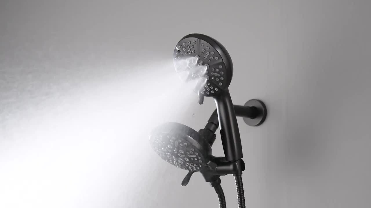 In2ition Two-in-One 4-Spray 5.9 in. Dual Wall Mount Fixed and Handheld H2Okinetic Shower Head in Matte Black