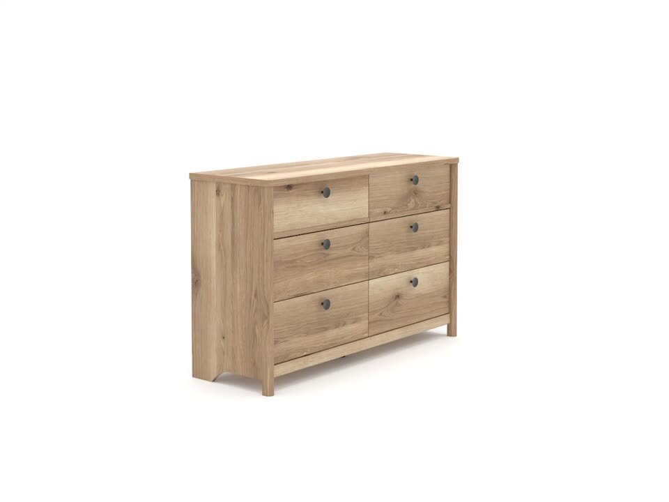 SAUDER Dover Edge 6 Drawer Timber Oak Dresser 32.795 in. x 50.945 in. x 17.244 in. 433517 The Home Depot