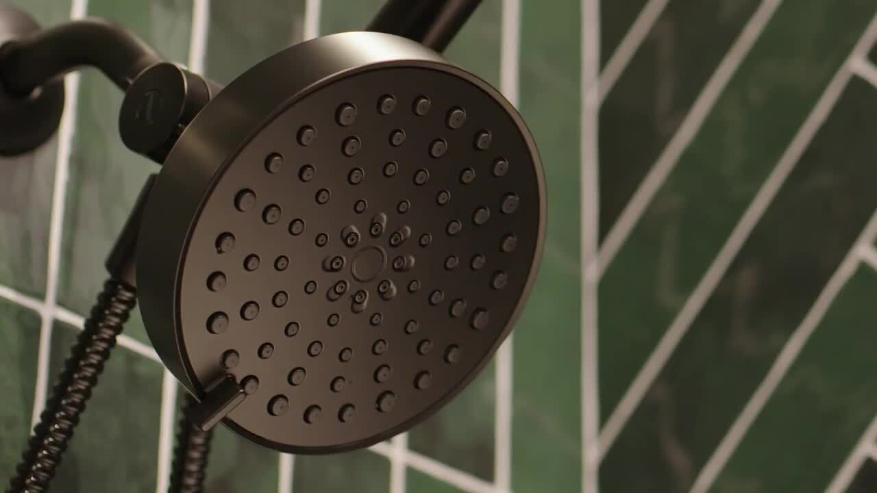 Delta 5-Spray Wall Mount Dual Fixed and Handheld Shower Head in