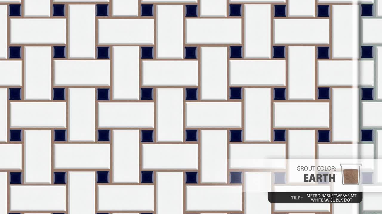 Metro Basketweave White w/Black Dot 11-3/4 in. x 11-3/4 in. Porcelain Mosaic Tile (9.8 sq. ft./Case) Metro Basketweave White w/Black Dot 11-3/4 in. x 11-3/4 in. Porcelain Mosaic Tile (9.8 sq. ft./Case)