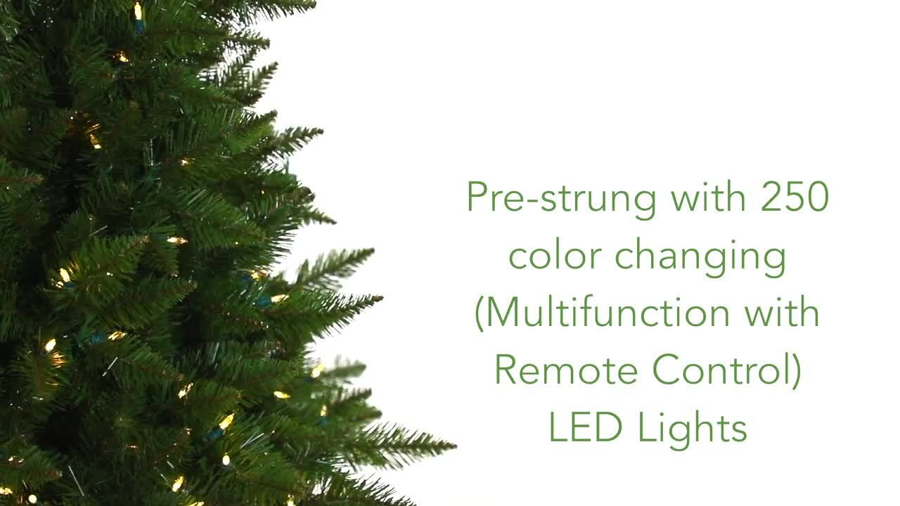 Evergreen Classics 6.5 ft Pre-Lit Vermont Spruce Quick Set Artificial  Christmas Tree, Remote-Controlled Color-Changing LED Lights