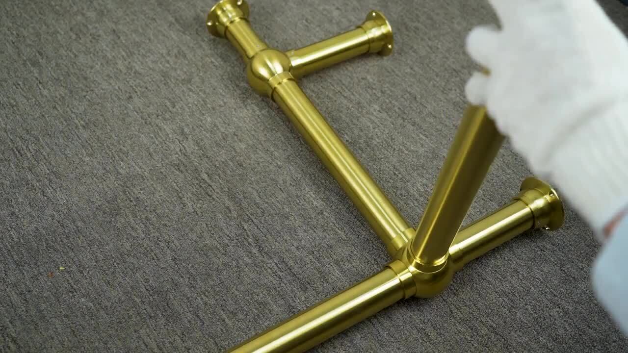 Embassy 72 in. Brass Washstand Legs and Connectors in Satin Gold PVD