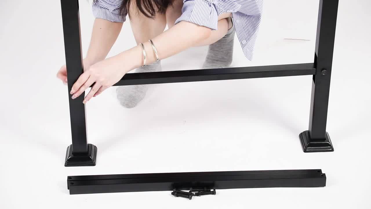Karl home 33.2 in. H x 55.9 in. W Black Transitional Handrail Fits 4-Step Iron Stair Railing Kit