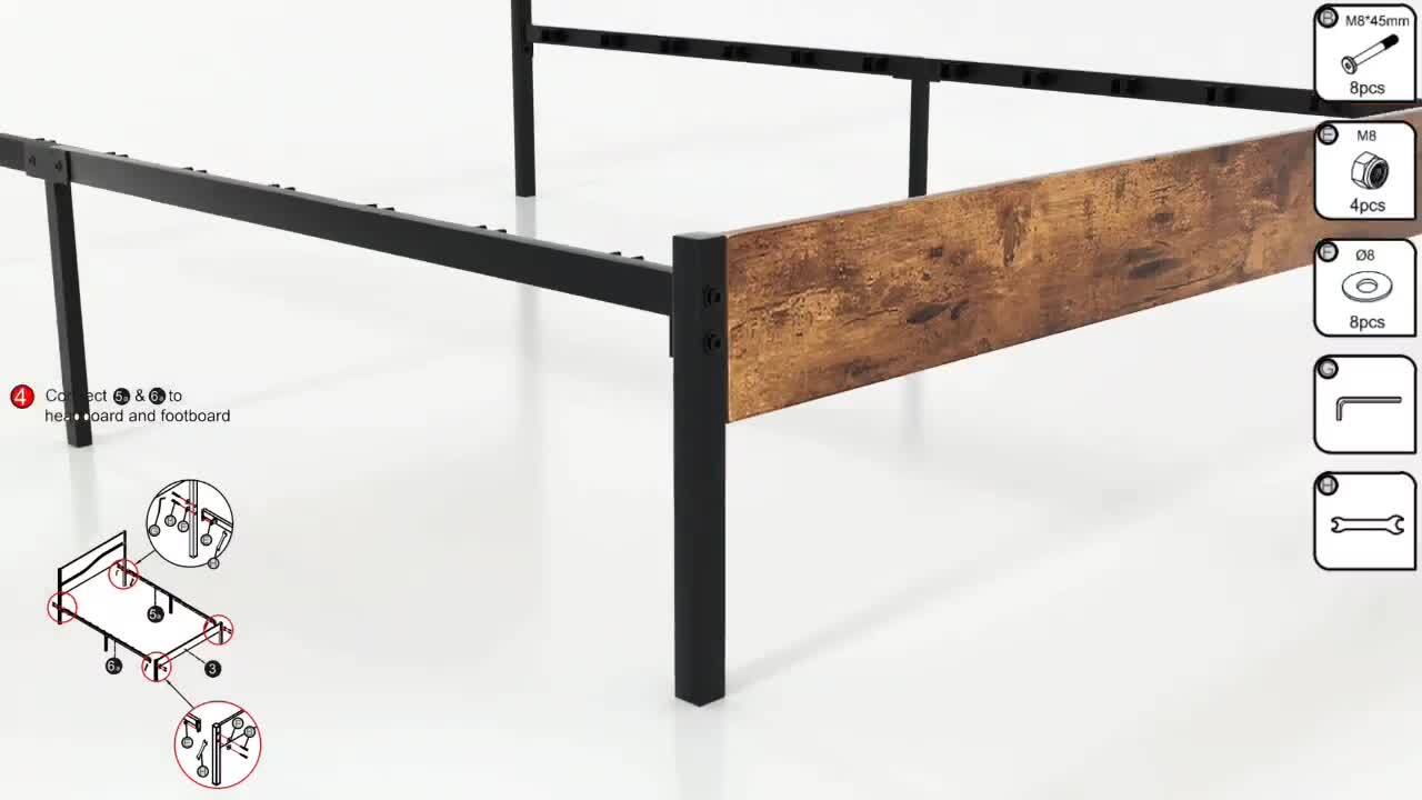 VECELO Platform Bed，Multi-Colored Metal Bed Frame ，62.1in