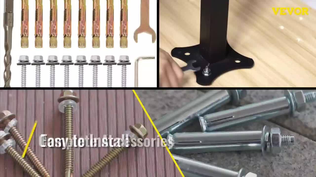 VEVOR 1 ft. Wrought Iron Handrail Fit 1 or 2 Steps Handrails for Outdoor Steps Flexible Porch Railing, Black