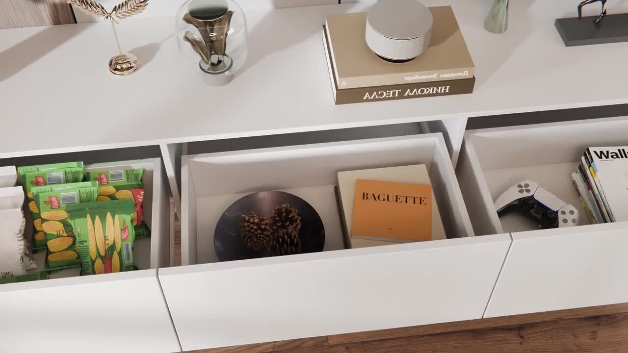 FUFU&GAGA White Wood Entertainment Center with LED Light and FUFU&GAGA White Wood Entertainment Center with LED Light and