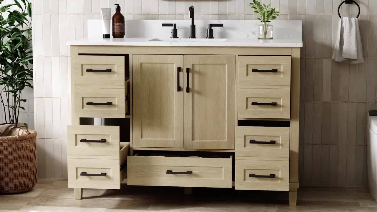 DELUXE DL LIVING Nexa 49 in. Single Sink Freestanding Oak Bath