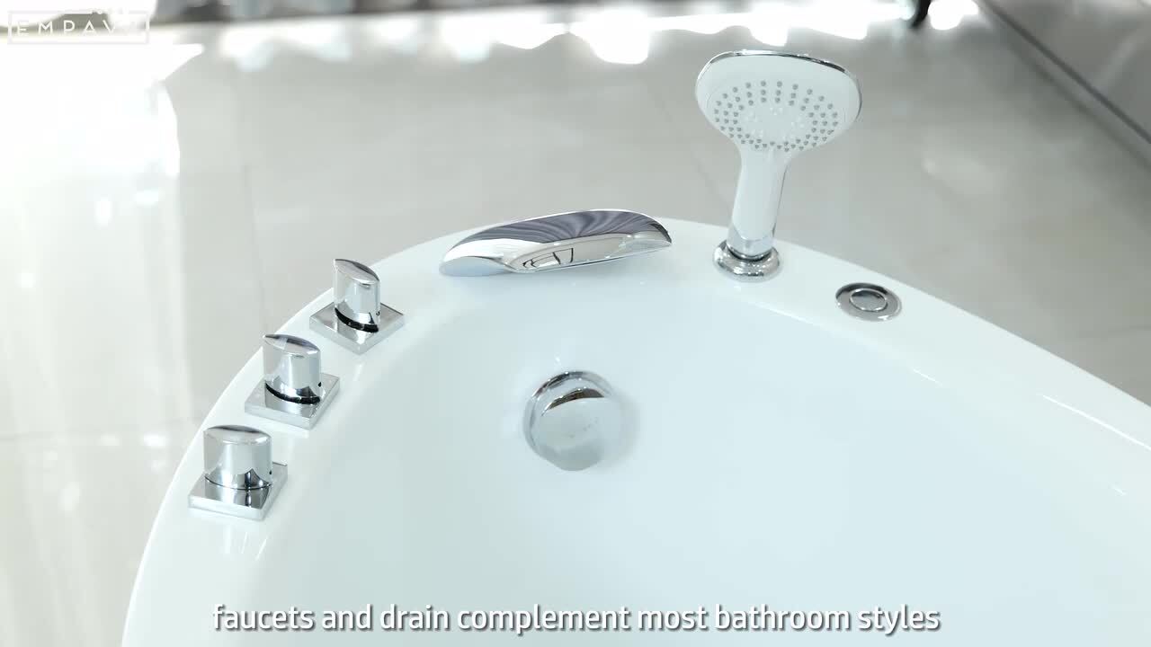 Empava Japanese Style 48 in. Acrylic Flatbottom Air Bath