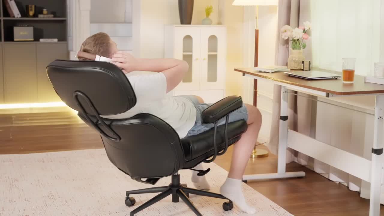 Allwex Kro PU Fabric Swivel Ergonomic Office Task Chair in Black