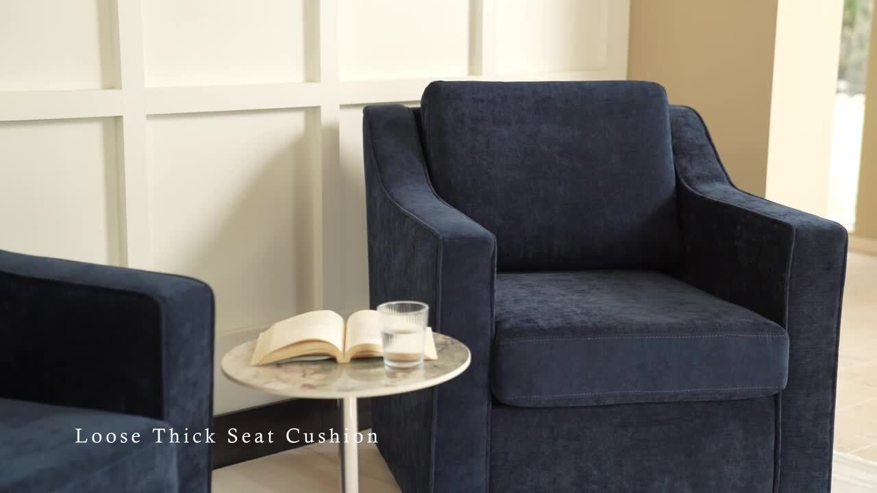 Uixe Modern Gray Stripe Line Upholstered Swivel Accent Barrel