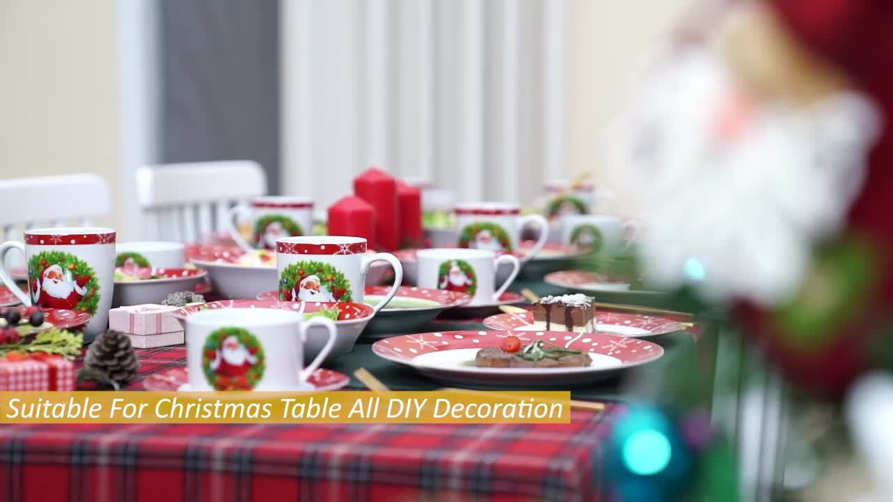 Traditional Christmas Tableware Pack: Disposable Paper Plates, Napkins and  Cups Set for 20