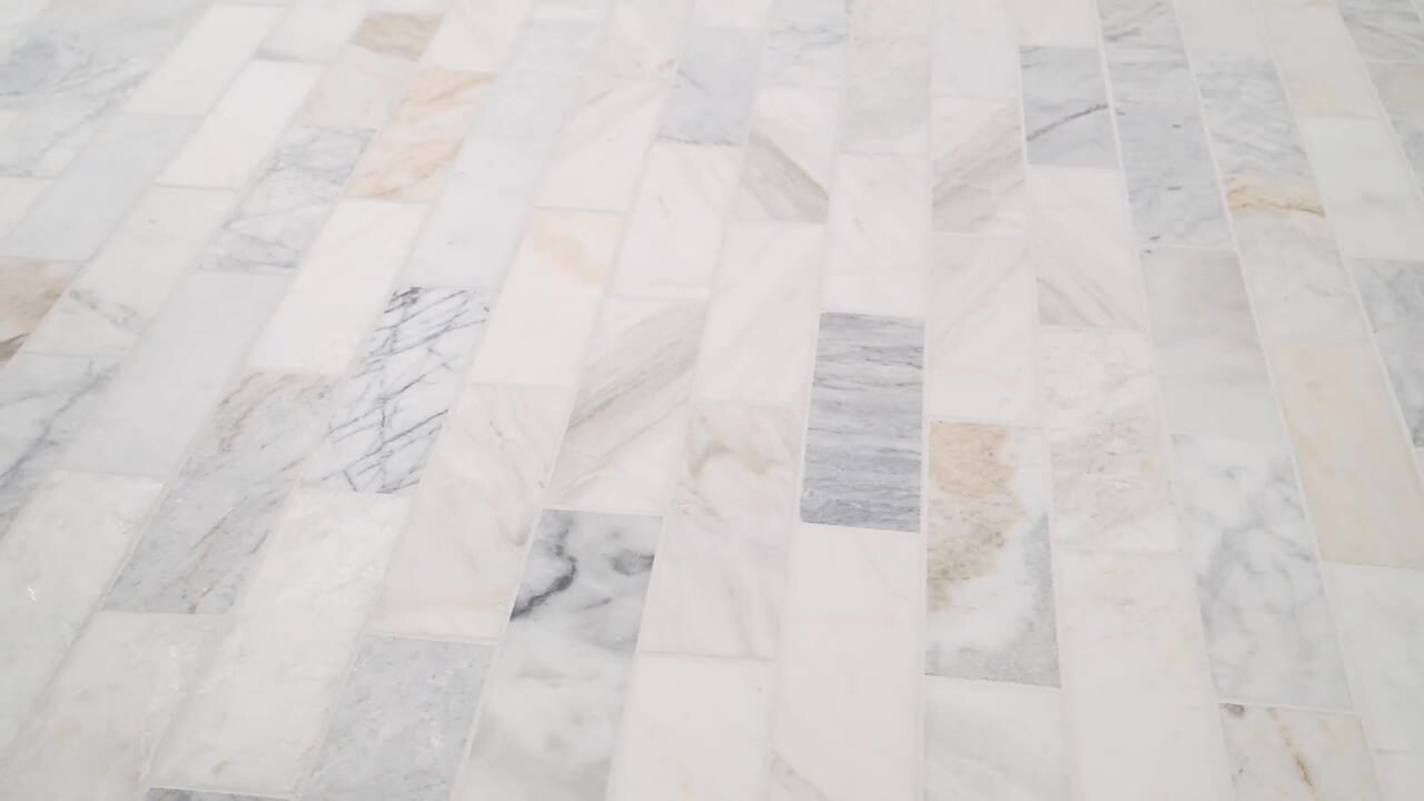 MSI Arabescato Venato 12x12x0.38 in. Honed Marble Subway Mosaic