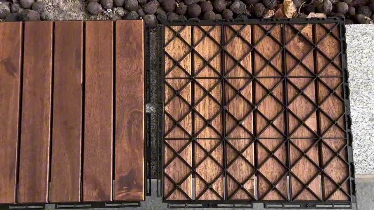 Siavonce 12 in. x 12 in. Square Acacia Wood Interlocking Flooring