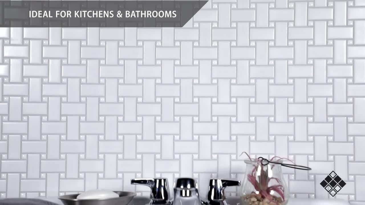Metro Basketweave White w/Black Dot 11-3/4 in. x 11-3/4 in. Porcelain Mosaic Tile (9.8 sq. ft./Case) Metro Basketweave White w/Black Dot 11-3/4 in. x 11-3/4 in. Porcelain Mosaic Tile (9.8 sq. ft./Case)