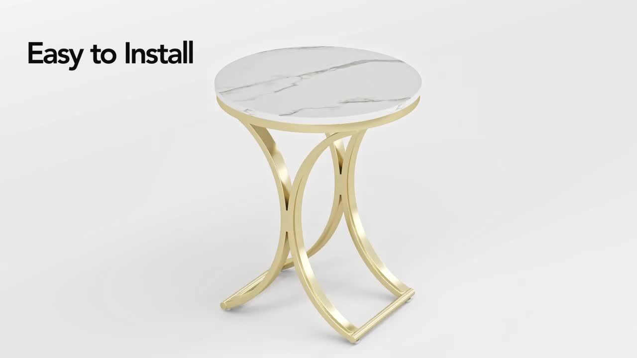 White and Gold Marble Epoxy Coffee table - The Nomad Studio