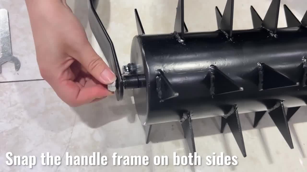 Push Spike Lawn Aerator Tool – 18.5", With Side Skids & Adjustable Wheels, For Lawn, Garden, Yard