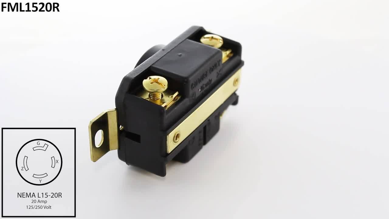 AC WORKS 20 Amp 3-Phase 250-Volt L15-20R Flush Mount Locking