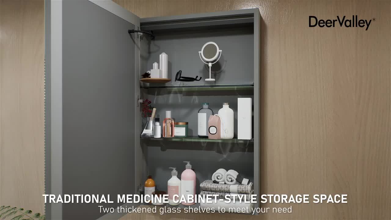 DEERVALLEY 32 in. W x 24 in. H Rectangular Wall Mounted LED Light Medicine Cabinet with Mirror, Anti-Fog, Double Doors
