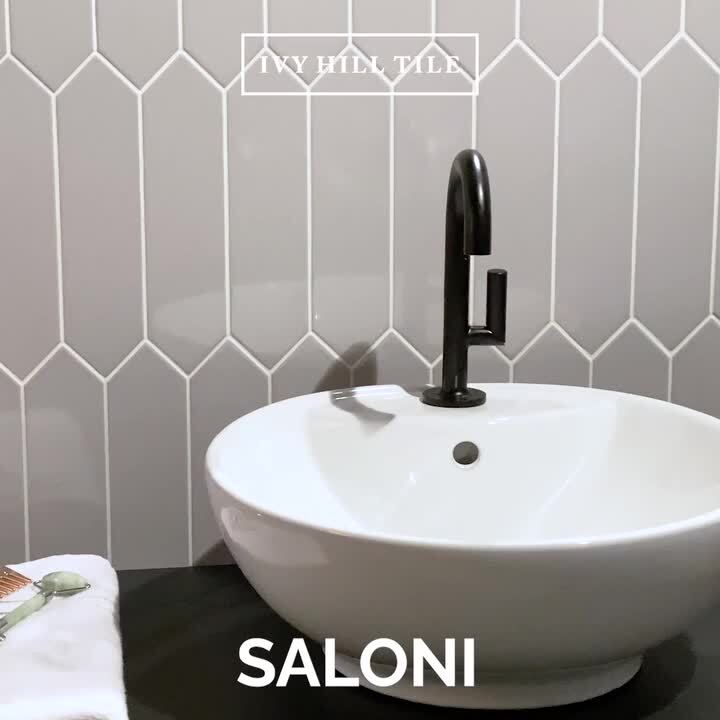 Saloni Gray 2.95 in. x 11.81 in. Polished Picket Ceramic Wall Tile (5.91 sq. ft./Case) Saloni Gray 2.95 in. x 11.81 in. Polished Picket Ceramic Wall Tile (5.91 sq. ft./Case)