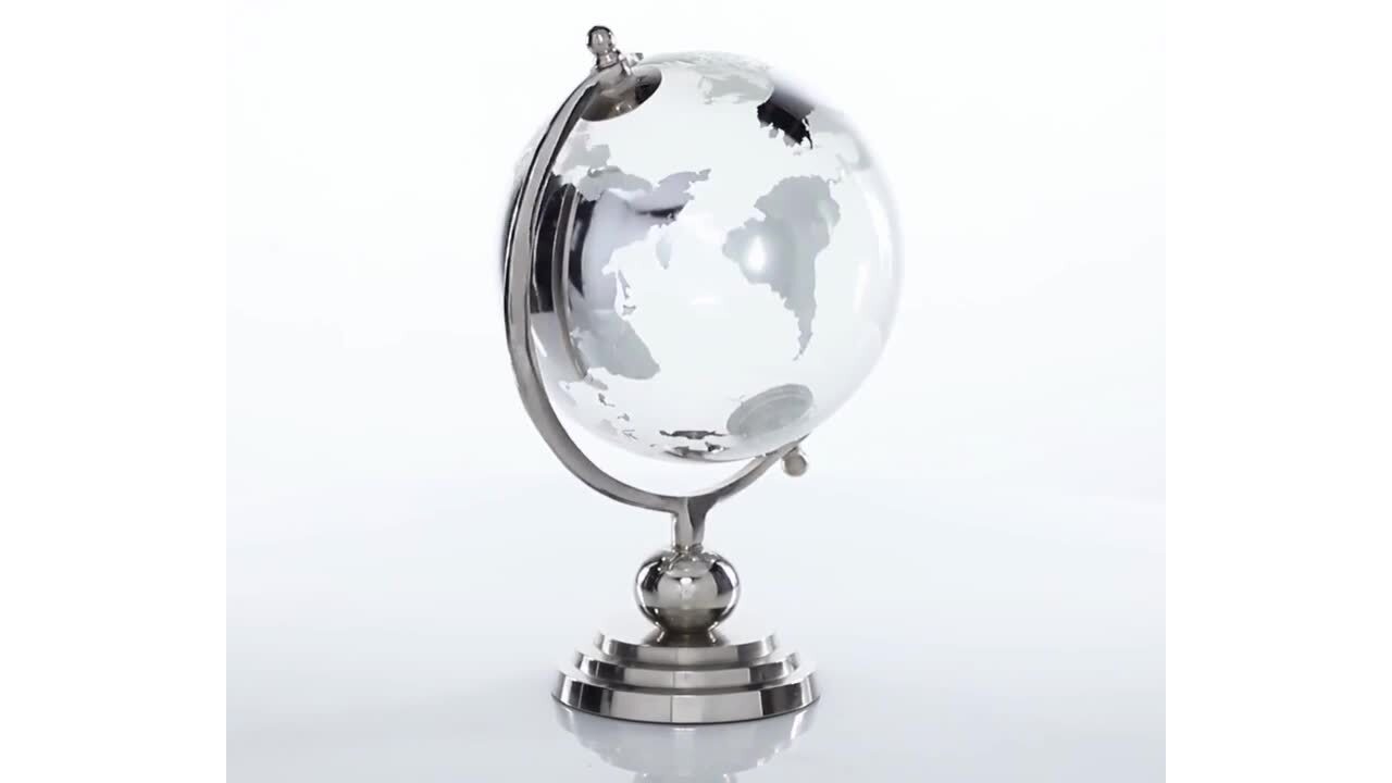 Litton Lane 13 in. Silver Glass Traditional Decorative Globe 52479 ...